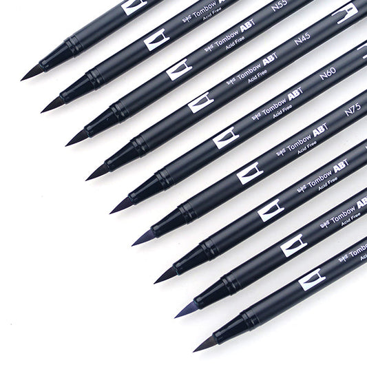 Tombow ABT Dual Brush Pen - 10 Colour Set - Grayscale image 3