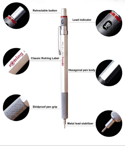 Rotring 600 Drafting Pencil - Black Barrel - 0.5 mm/0.7 mm image 2