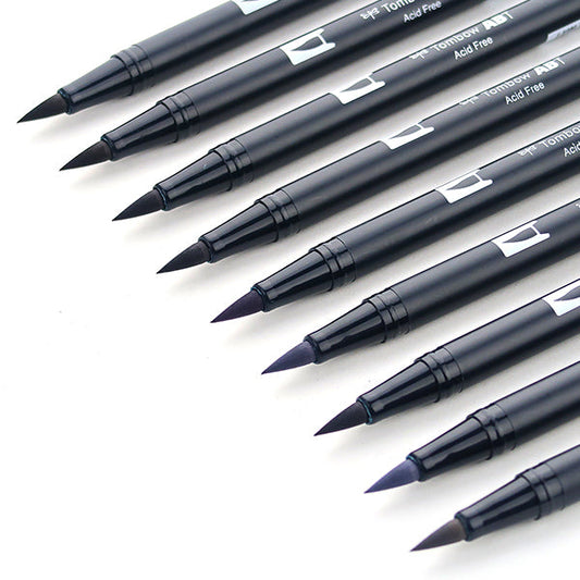 Tombow ABT Dual Brush Pen - 10 Colour Set - Grayscale image 2